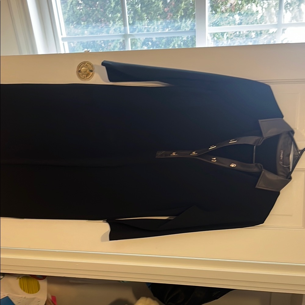 Black Long Sleeve Dress with Leather Accents J. McLaughlin NWT
